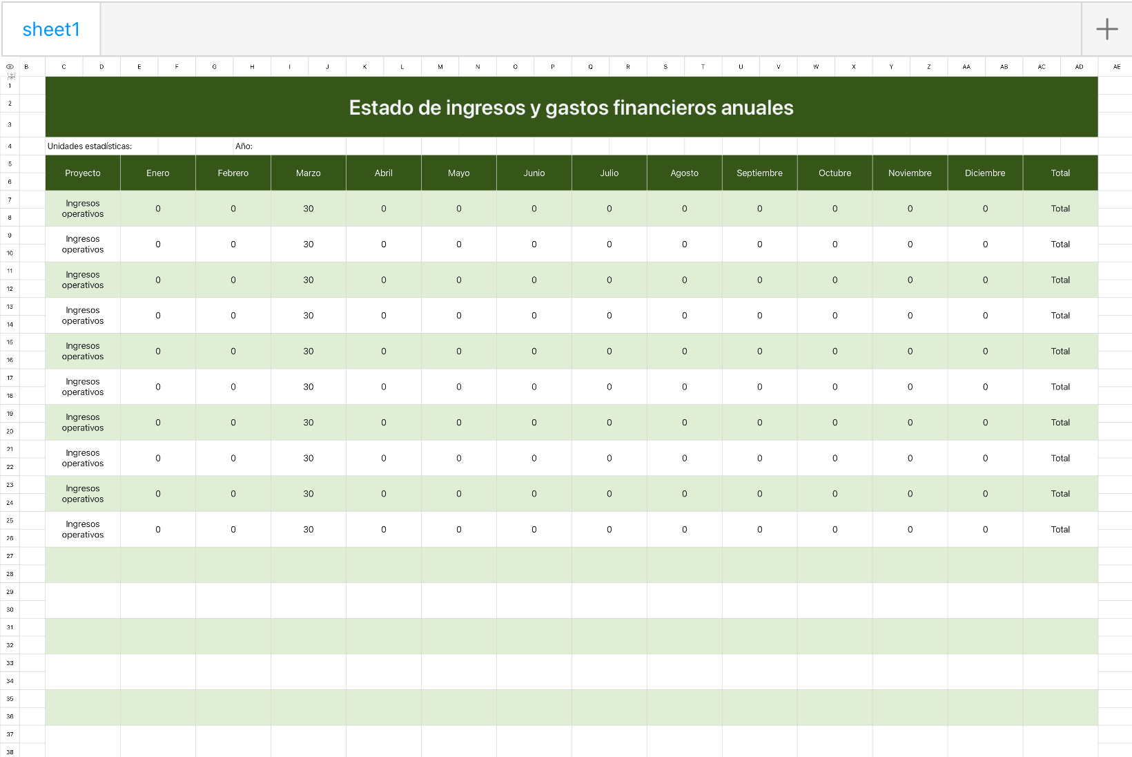 Estado de ingresos y gastos financieros anuales
